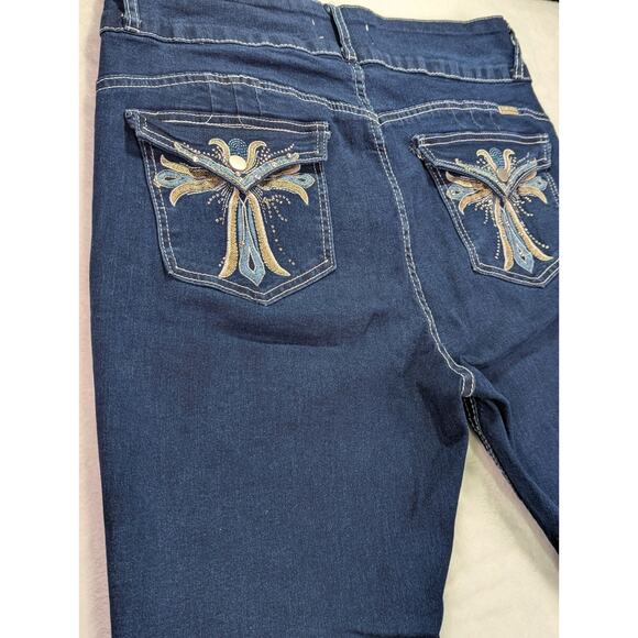 Angels of Difference Size 14W Embroidered & Rhinestone High Rise Bootcut Jeans - Picture 1 of 15